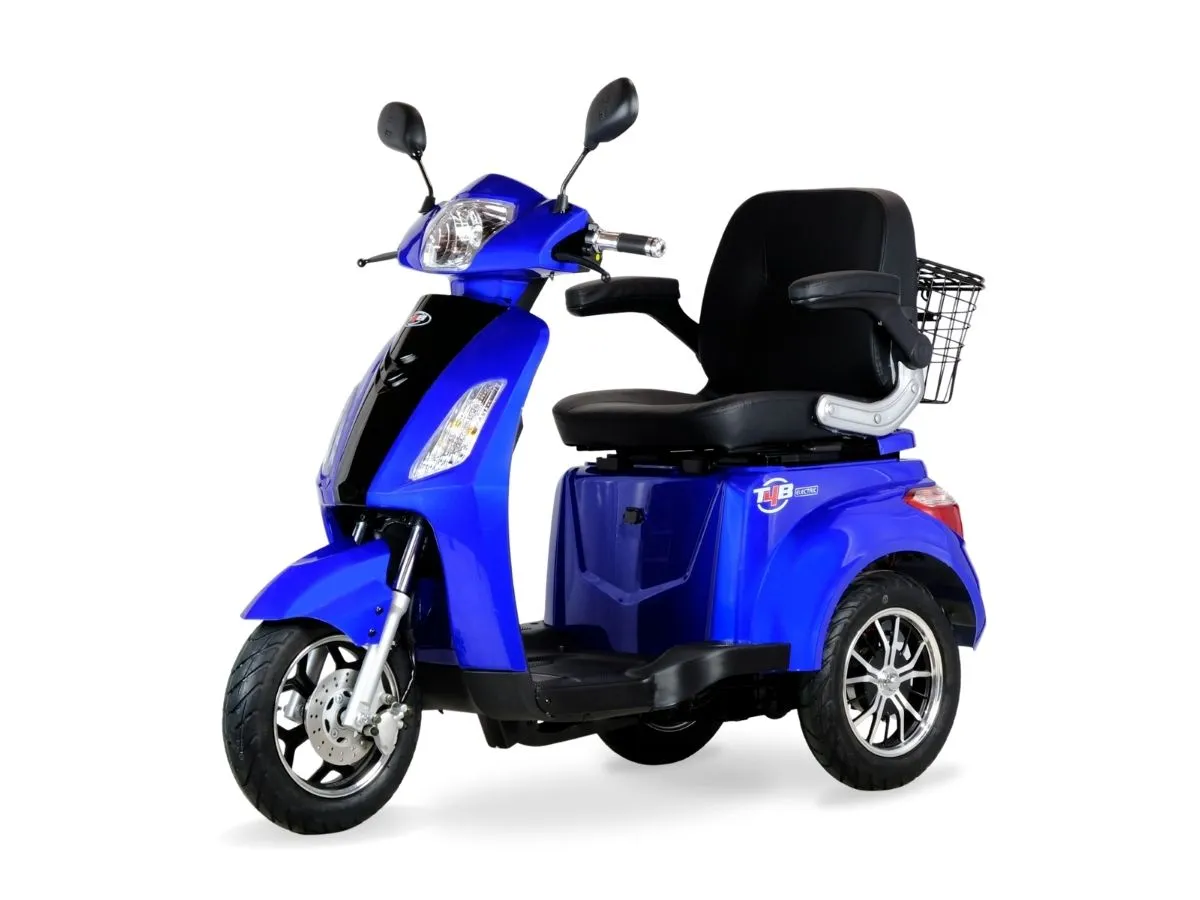 T4B Prime 500W 3-Wheel Electric Mobility Scooter Blue — view 3