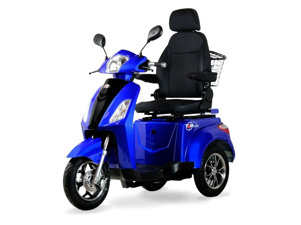 T4B Prime Deluxe 500W 3-Wheel Electric Mobility Scooter Blue — view 3