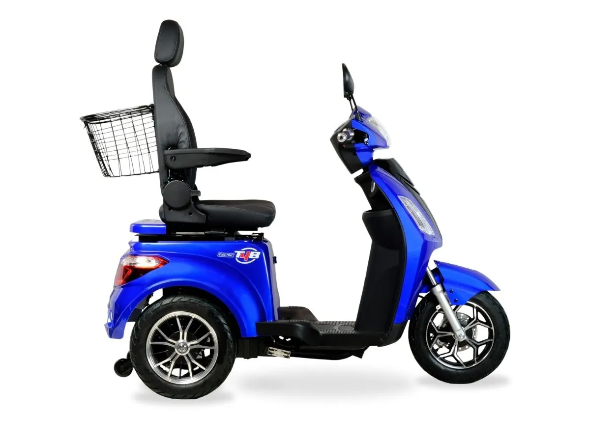 T4B Prime Deluxe 500W 3-Wheel Electric Mobility Scooter Blue — view 4