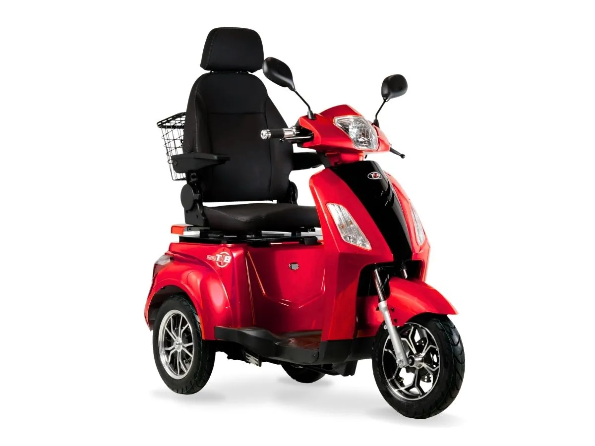 T4B Prime Deluxe 500W 3-Wheel Electric Mobility Scooter Red — view 2
