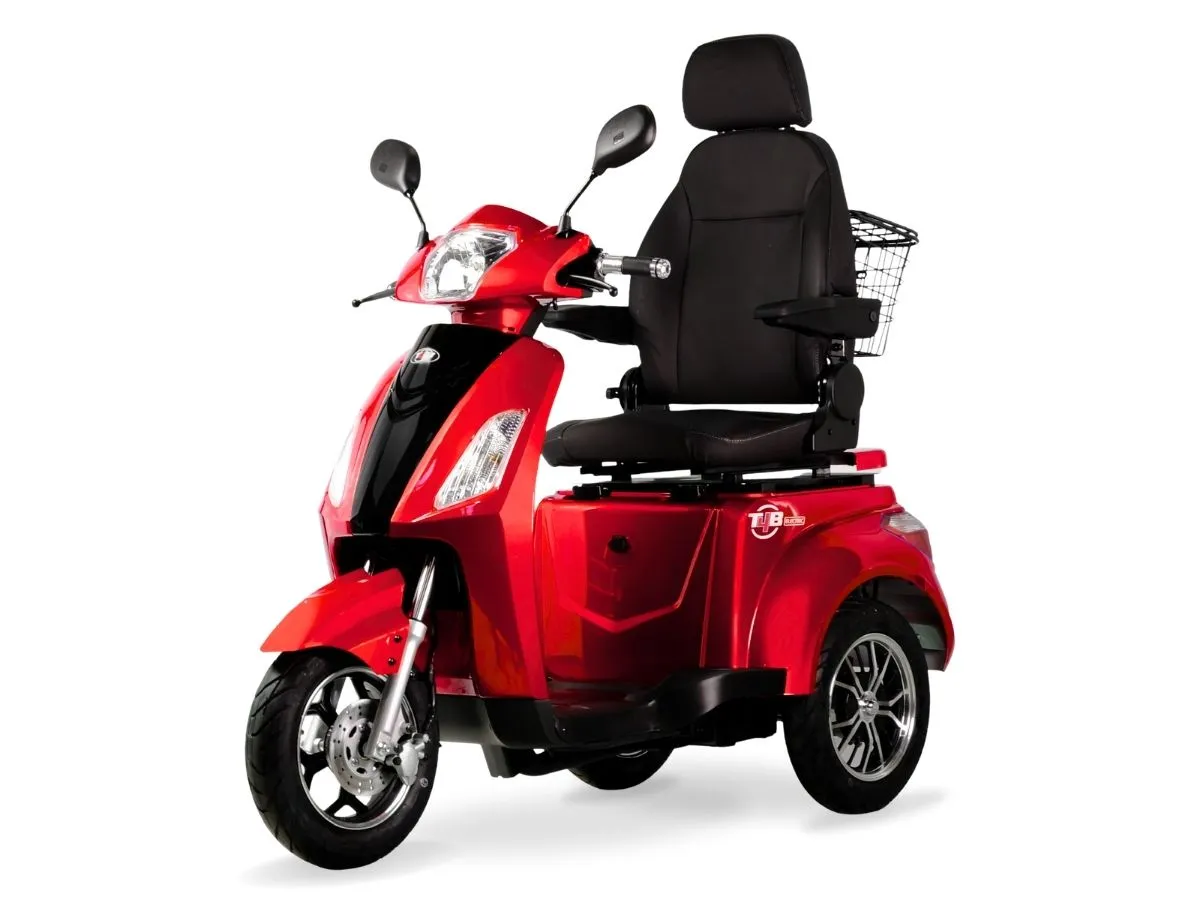 T4B Prime Deluxe 500W 3-Wheel Electric Mobility Scooter Red — view 3