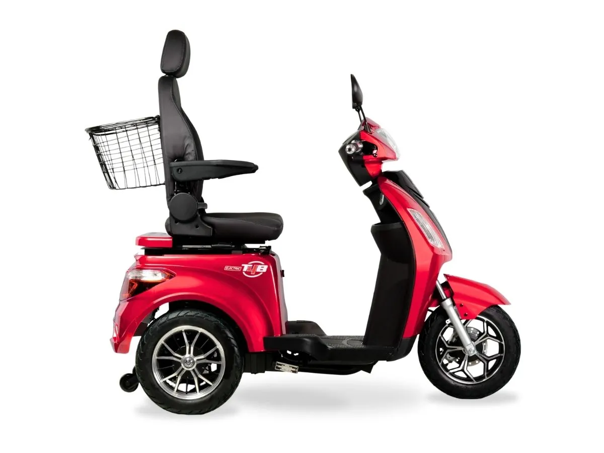 T4B Prime Deluxe 500W 3-Wheel Electric Mobility Scooter Red — view 4